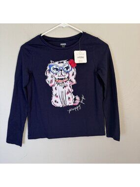 Gymboree Spring Forward Preppy Pup Navy Long sleeve T shirt L 10-12 NWT Sparkle